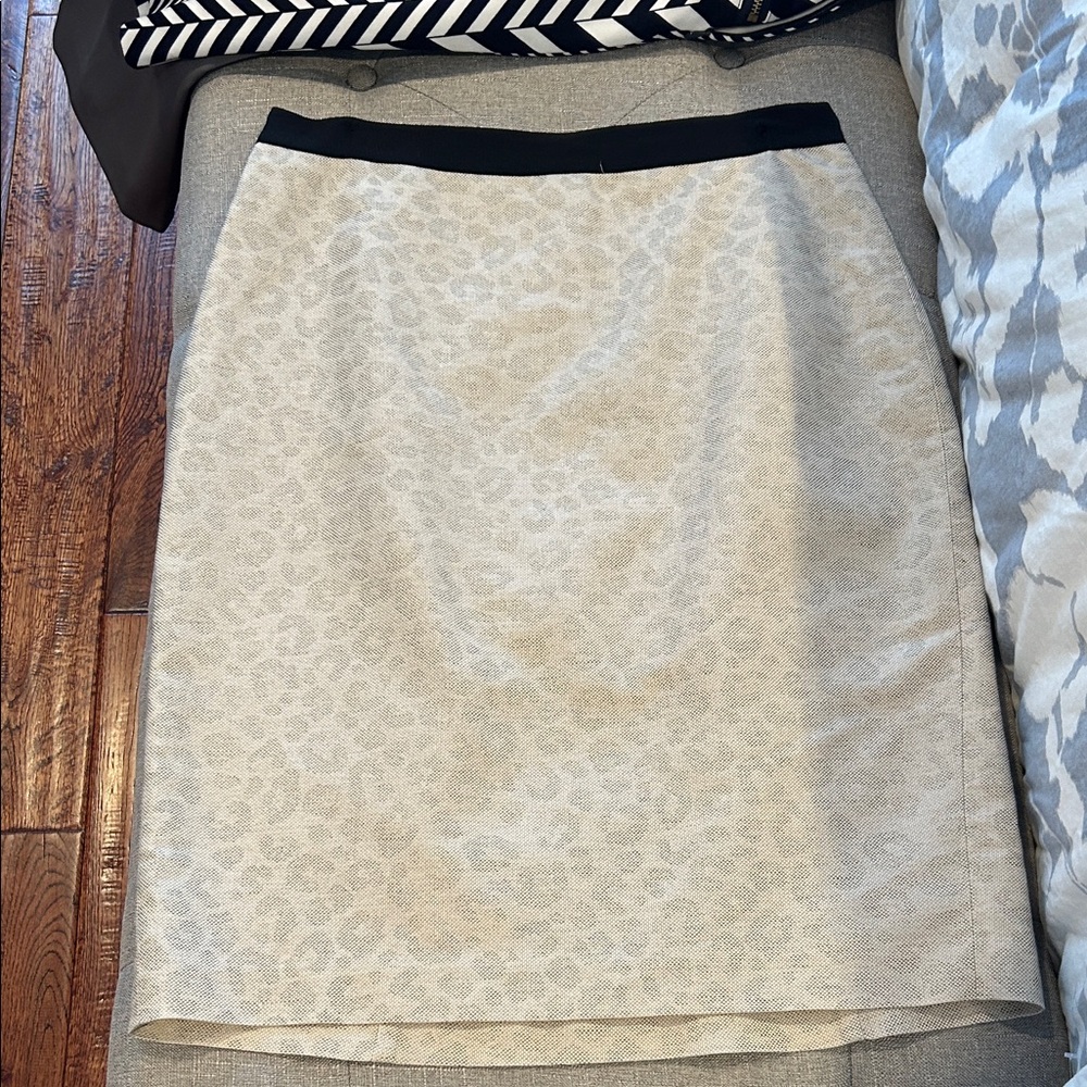 Ann Taylor Cream Leopard Pencil Skirt